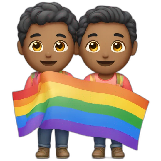 Gay couple with rainbow flag emoji
