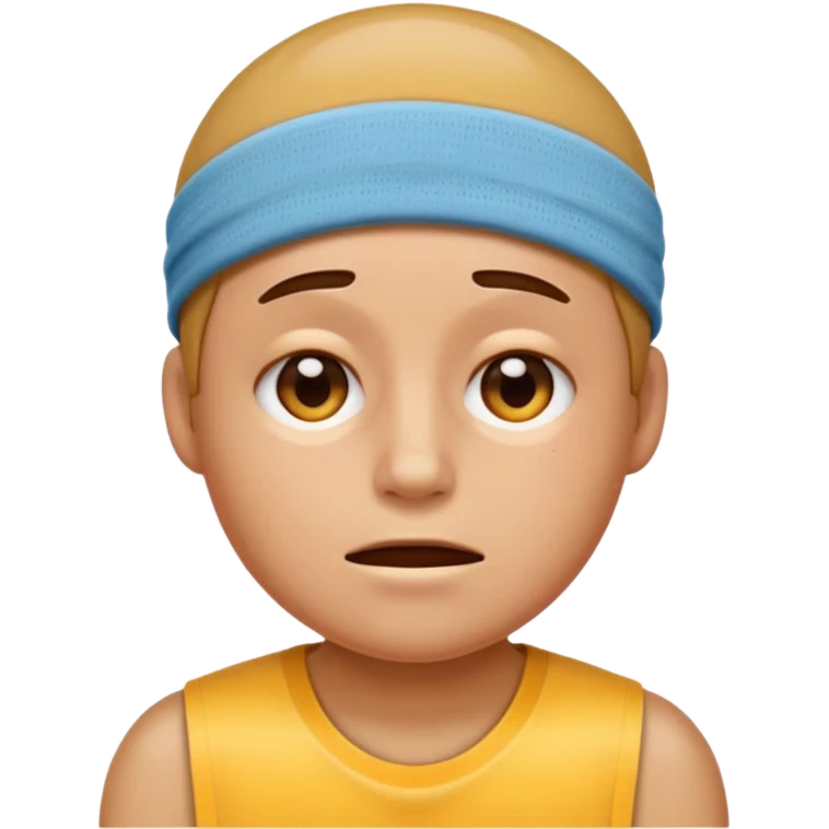 maak en emoji die moe is door het sporten het heeft een tennis band op zijn hoofd en hij is super moe  emoji