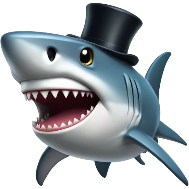 Shark with a top hat emoji