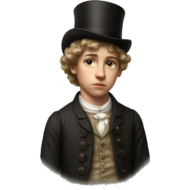19th century teenager without a hat photorealistic serious emoji