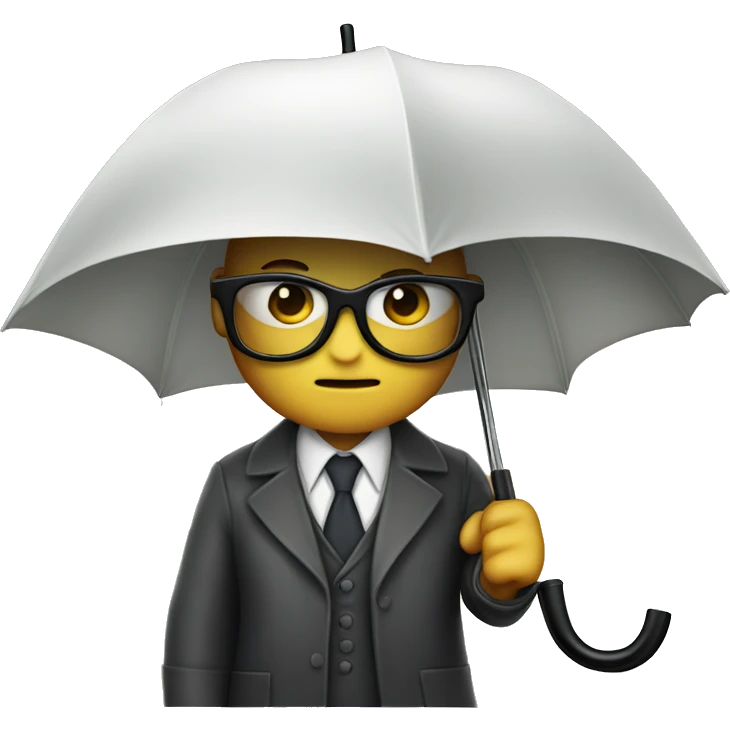 A mysterious detective  with a glasses under a white umbrella emoji