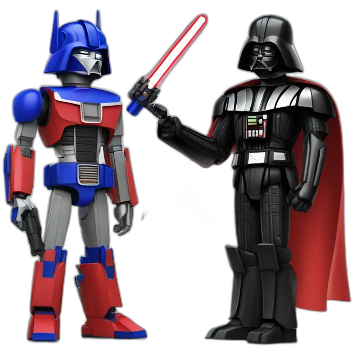 optimus prime fihghting with darth vader emoji