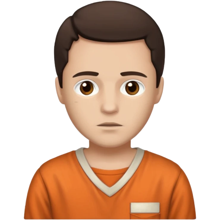 Jack Bolton from Poison with light skin, brown eyes, dark brown hair, ivory inmate outfit  emoji