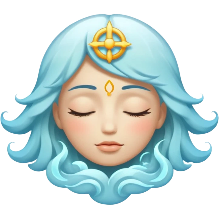 closed eye with a glowing symbol above emoji
