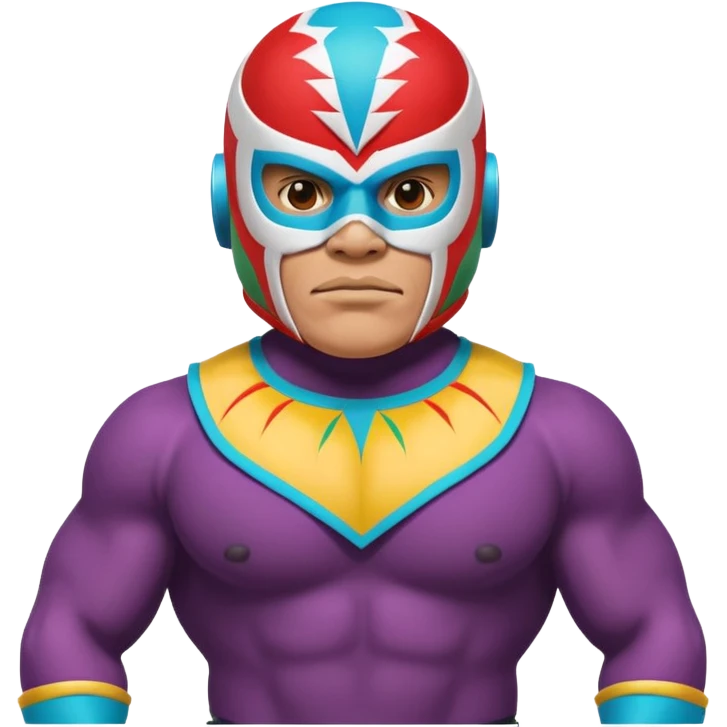 Mexican wrestler portrait, head and shoulders only, colorful luchador mask, muscular collar, confident expression, 3D cartoon, mobile game icon style, clean background, no text, no watermark
 emoji