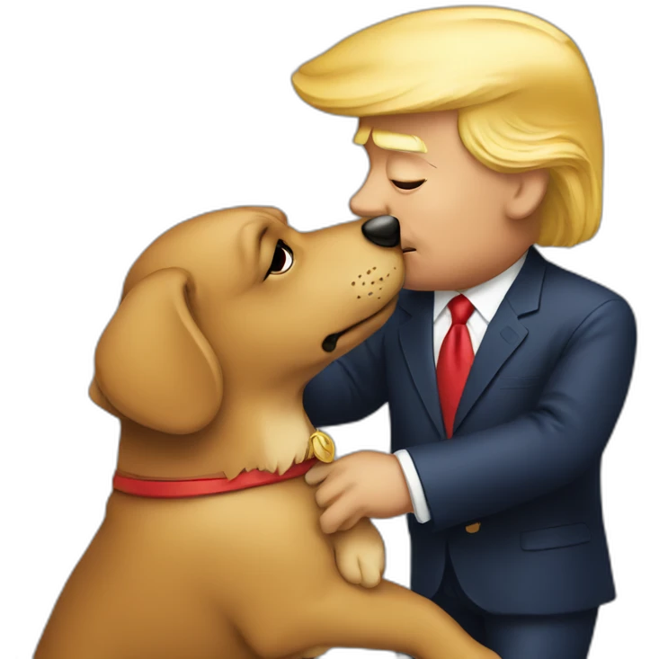 trump kissing a dog emoji