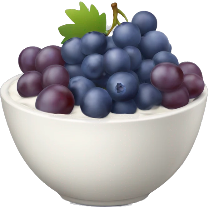yoghurt bowl with grapes and blueberries emoji