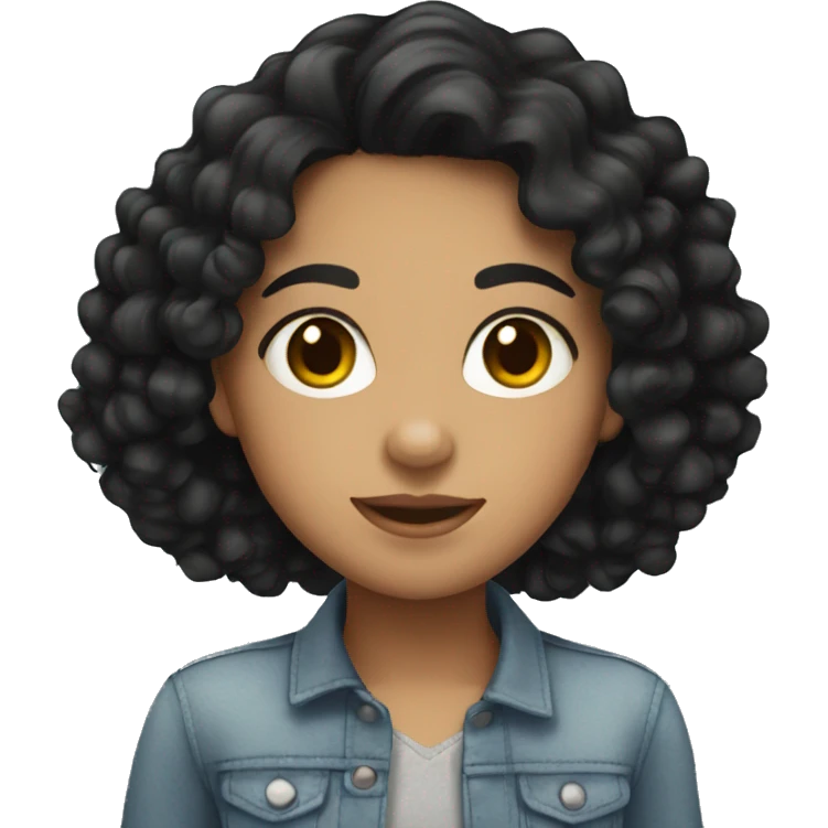 Hispanic girl with black curly hair  emoji