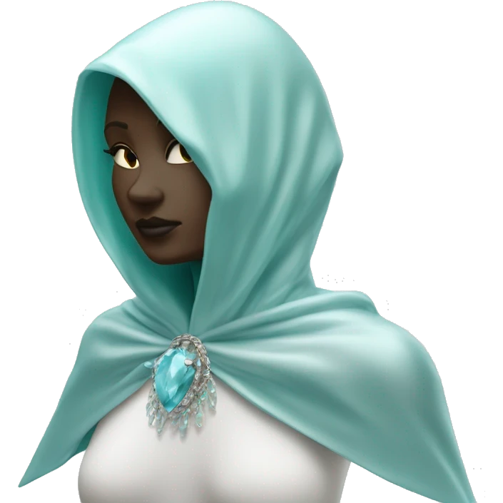 faceless mannequin flapping aquamarine gemstone white cape emoji