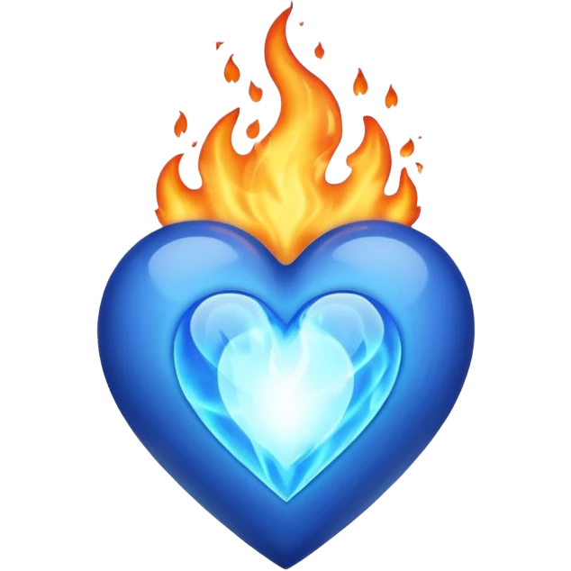 burning blue heart with blue flame emoji