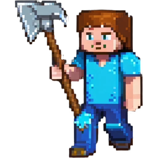 Minecraft character Steve with pickaxe emoji