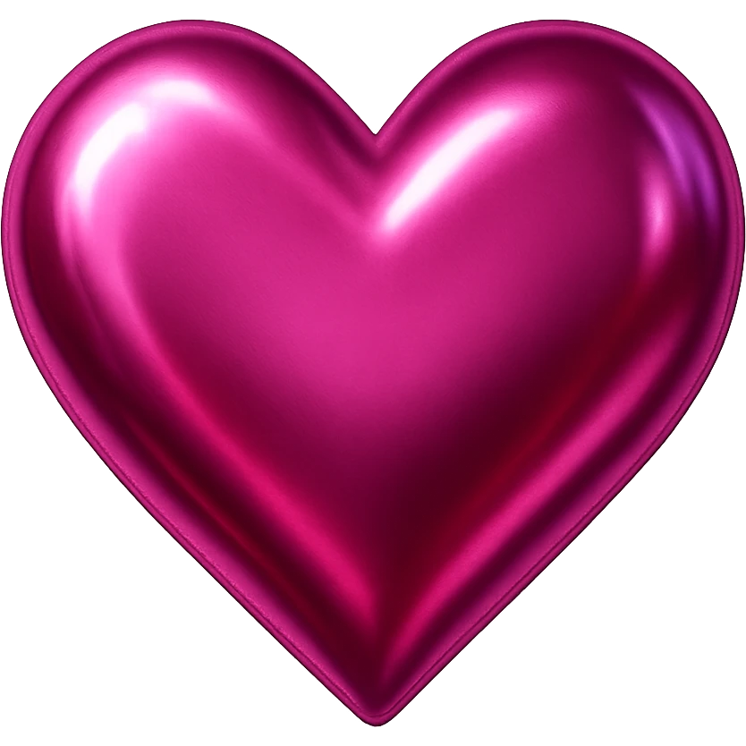 heart with a metallic hot pink finish, digital illustration, no background emoji