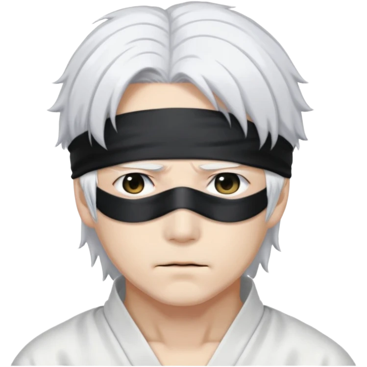 Satoru Gojo anime character with white hair and blindfold emoji