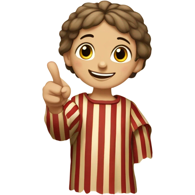11th century european happy child with horizontal red stripes tunic making ok tumb gesture emoji