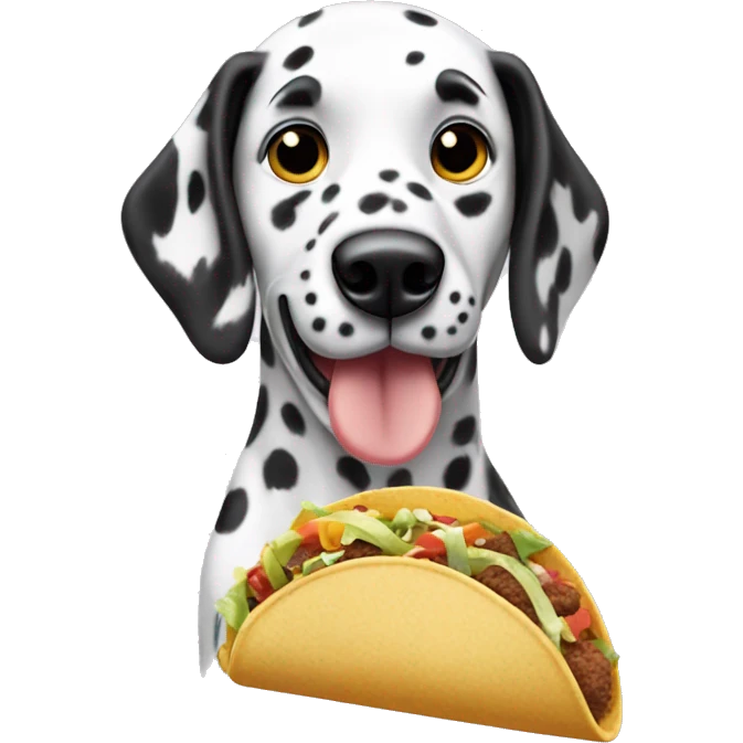 A Dalmatian eating a taco emoji