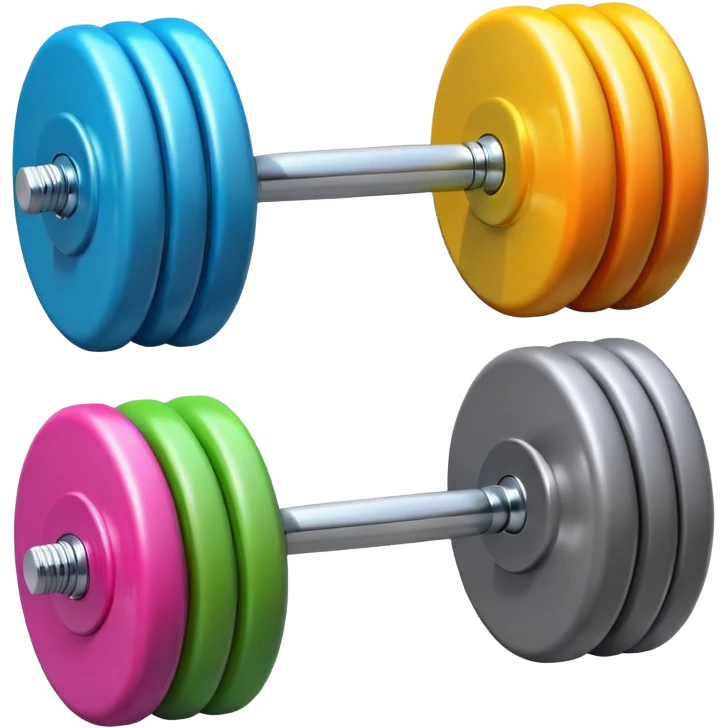 “3D glossy emoji of a dumbbell, bright colors, shiny plastic texture, soft reflections, cute rounded style, high detail, fitness icon, clean white background.” emoji