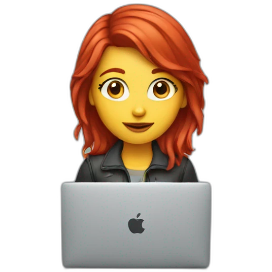 Girl red hair with macbook emoji