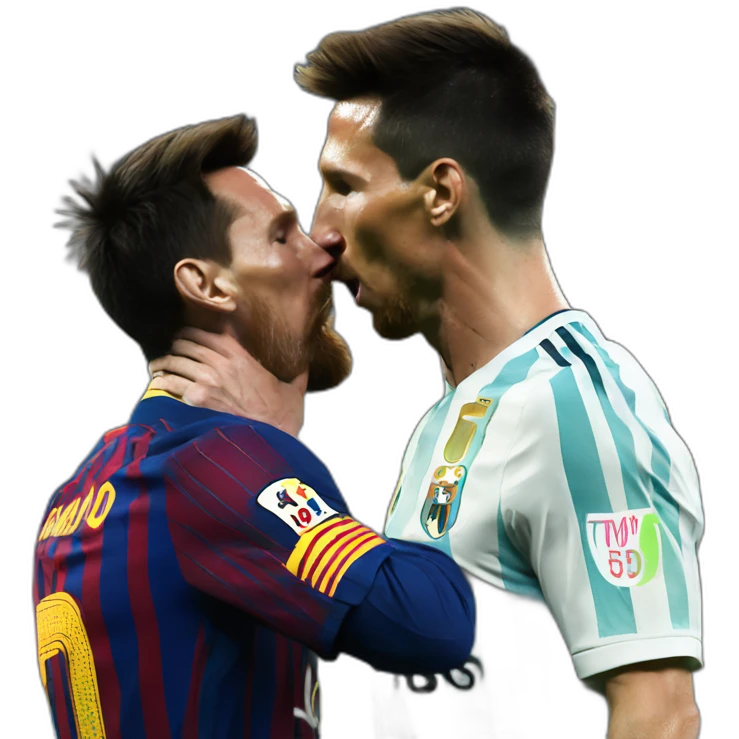Messi kissing Ronaldo emoji