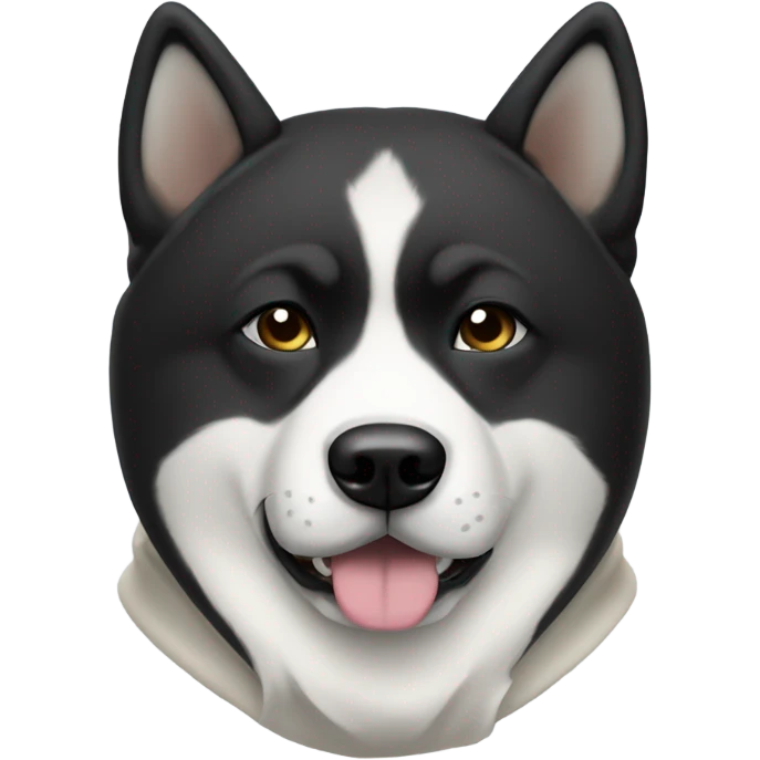 Solid white Akita wearing a black hoodie emoji