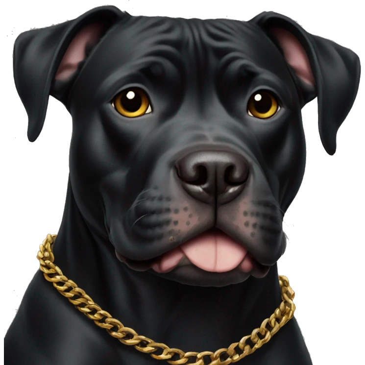 Black Pitbull with gold chain emoji