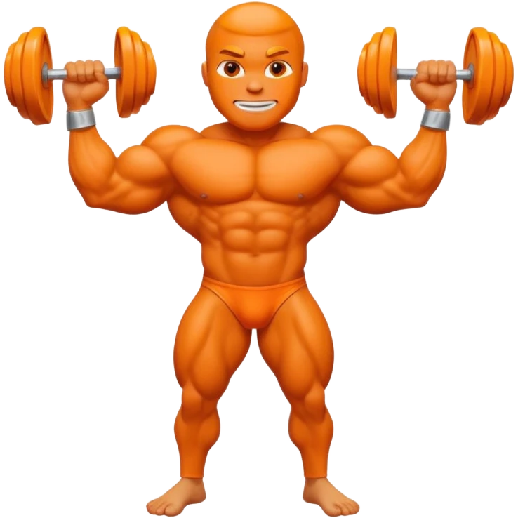Fruit orange with a face and bodybuilder arms and leg emoji