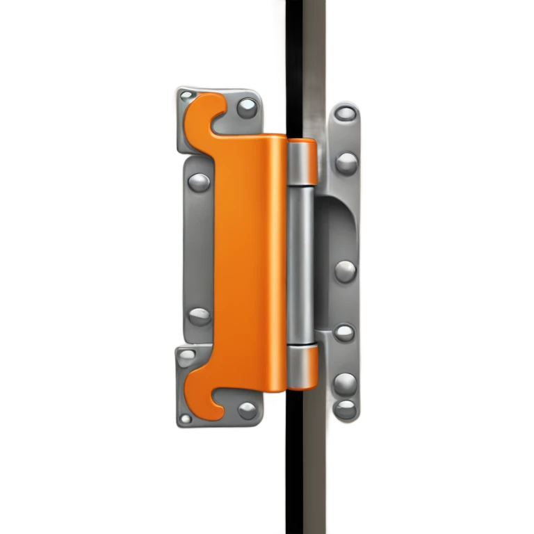 Door hinge with orange sticker on it  emoji