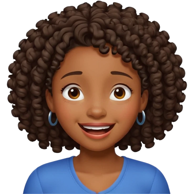 Black girl that looks like a Pixar character with curly hair is laughing with tears  emoji