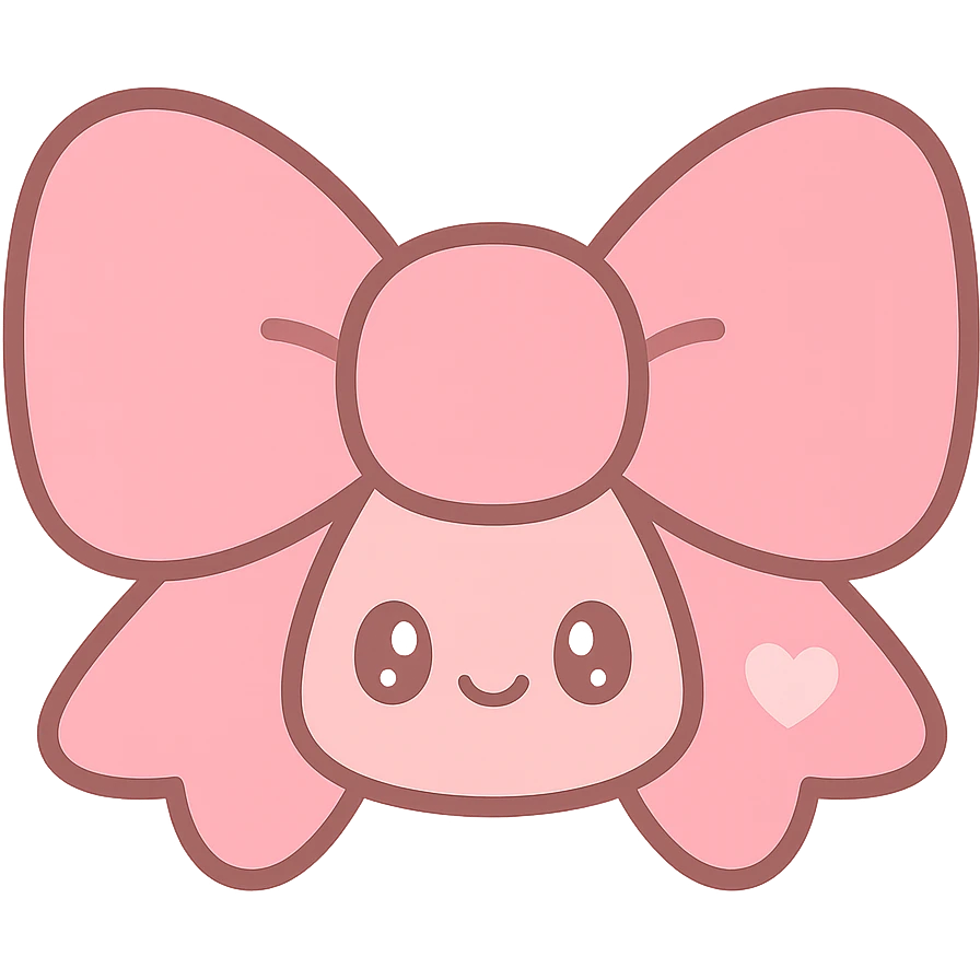 cute bow, pink and baby pink, kawaii style emoji