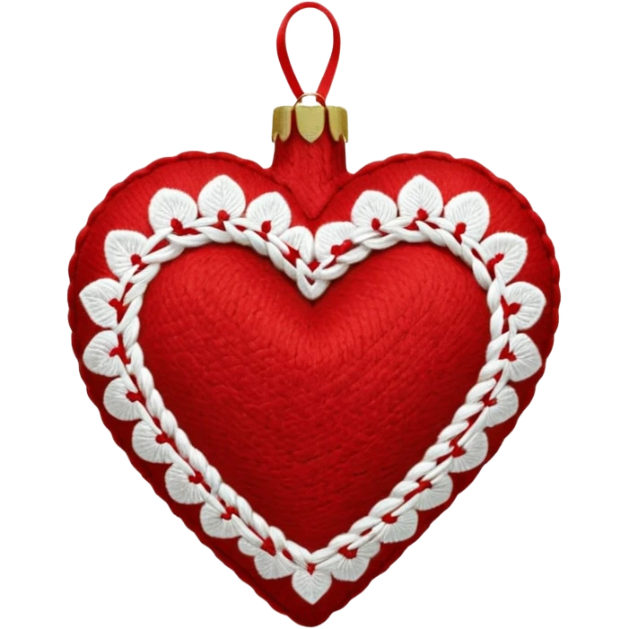 Melrose embroidered wool red heart ornament emoji