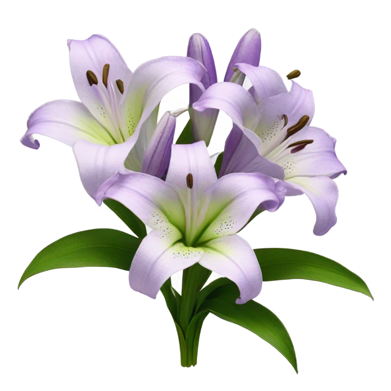 Flower Bouquet of pastel violet lilies realistic emoji