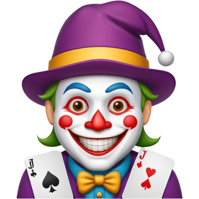 poker card with a funny jolly joker inside the card emoji