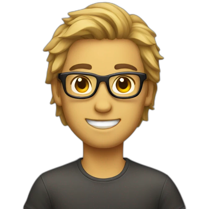 joven con gafas alegre pelo  emoji