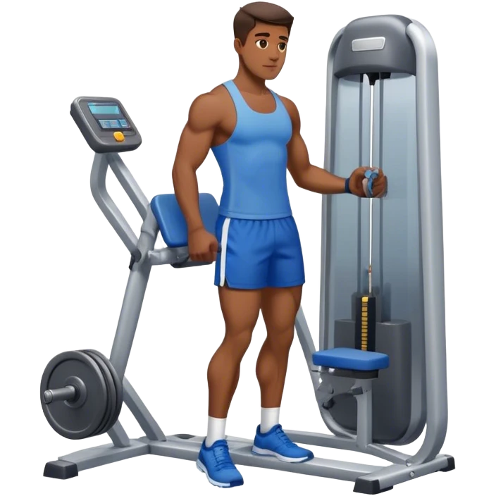 man with blue shorts exercising using side-deltoid-machine emoji