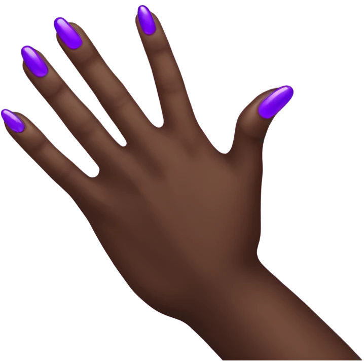 Purple fingernails on dark brown hands  emoji
