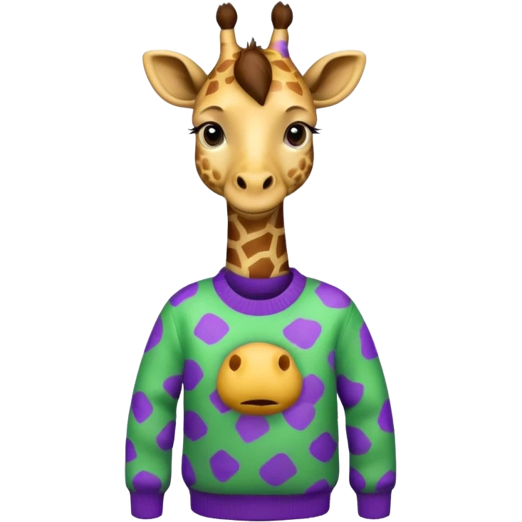 giraffe wearing green and purple sweater emoji