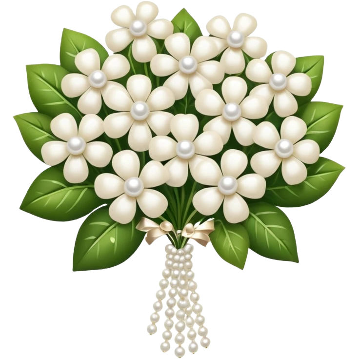 bouquet of flowers from white hearts with pearls emoji