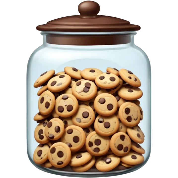 Glass cookie jar filled with chocolate chips emoji