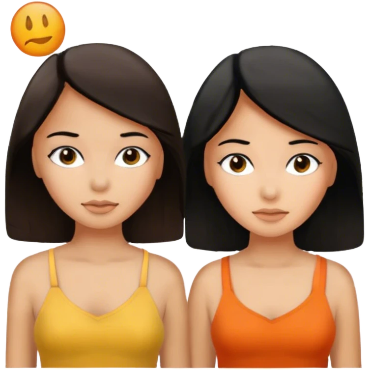 two girls on the beach brunette and black hair emoji