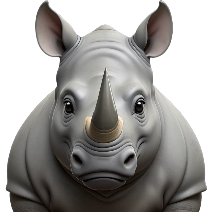 cinematic-noble-rhinoceros-portrait-emoji,-poised,-with-a-massive,-powerful-build-and-a-thick,-hide-of-slate-gray,-deep-set-soulful-piercing-eyes,-simplified-yet-sharp-and-sophisticated-features,-highly-detailed, with large black eyes, szoomed out showing houlders emoji