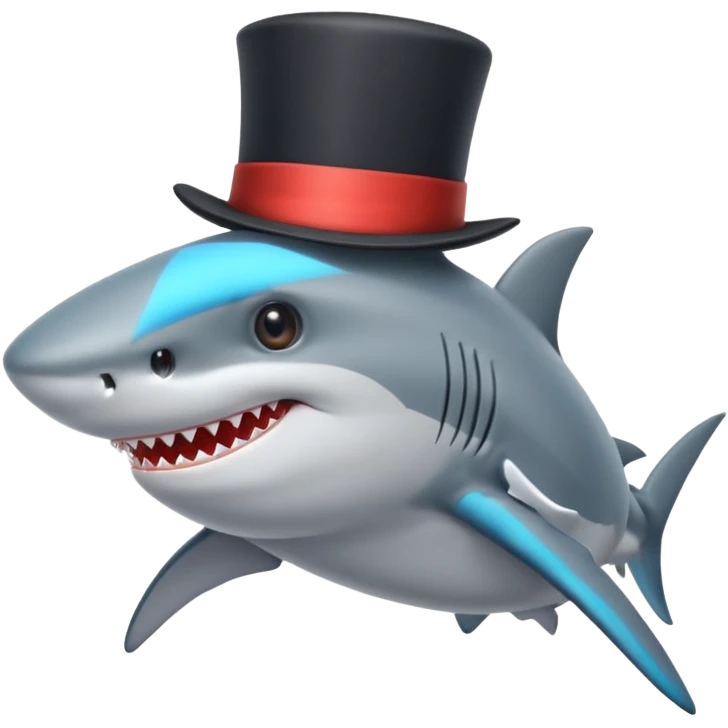 Shark with a top hat emoji