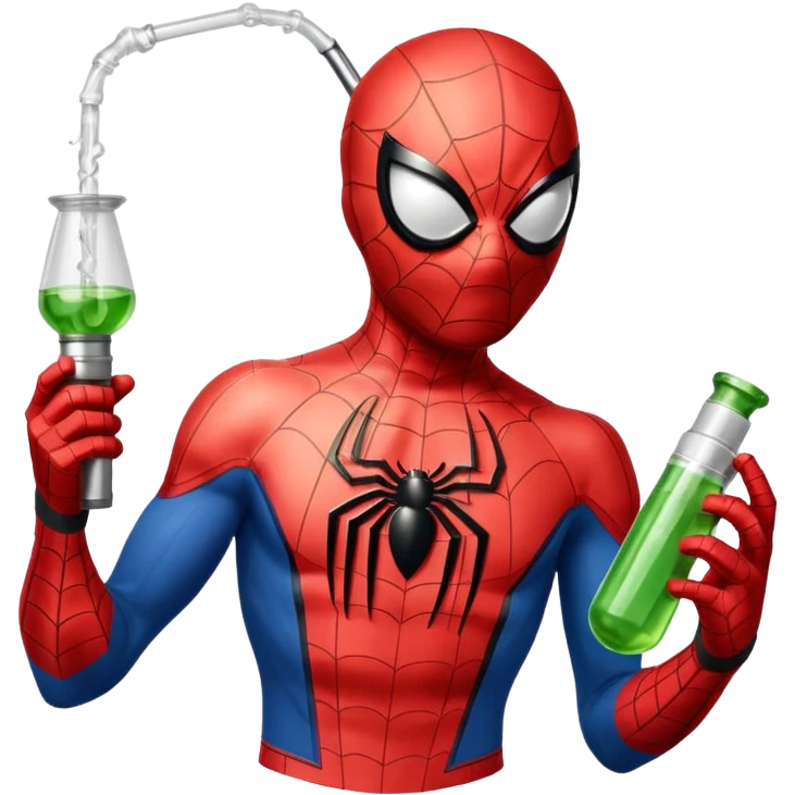 Spiderman holding a bong emoji