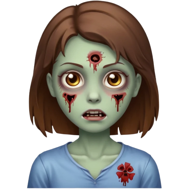 zombie girl Brown hair Brown eyes emoji