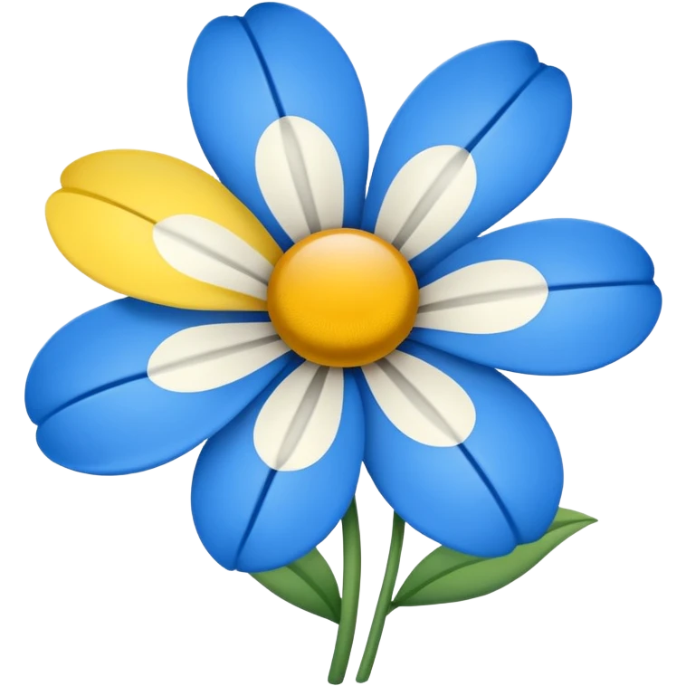 Flor azul y blanco y amarillo emoji