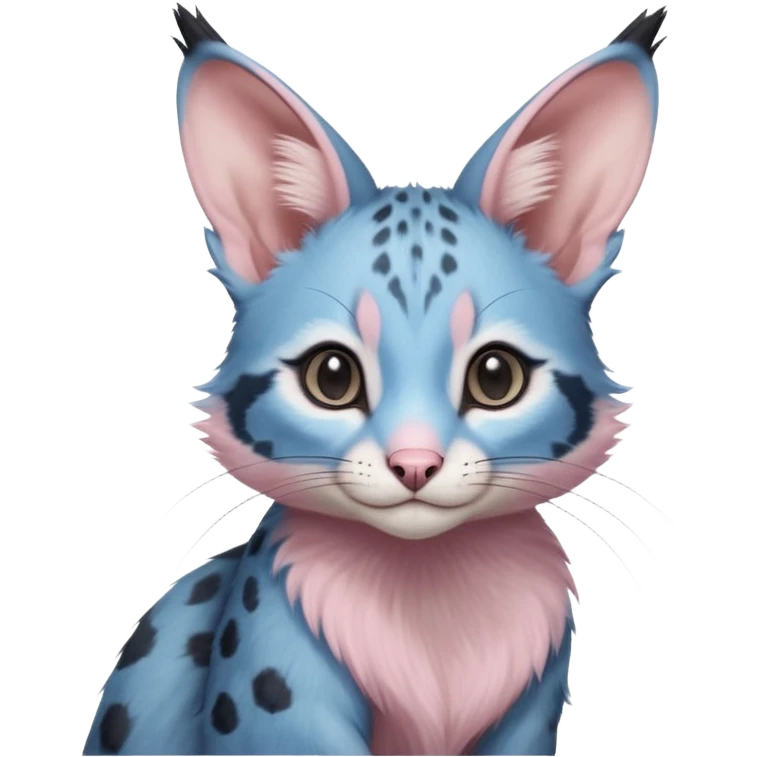 Pastel Pink, blue-pointed, soft natural realistic romantic vintage antique divine beautiful elegant pretty precious cute young youthful  Fakémon-Pokémon-opossum-feline-mouse-serval-caracal-chinchilla-Minccino-Cinccino-Meowstic-rodent-hybrid-creature with a big fluffy bushy tail (full body) emoji
