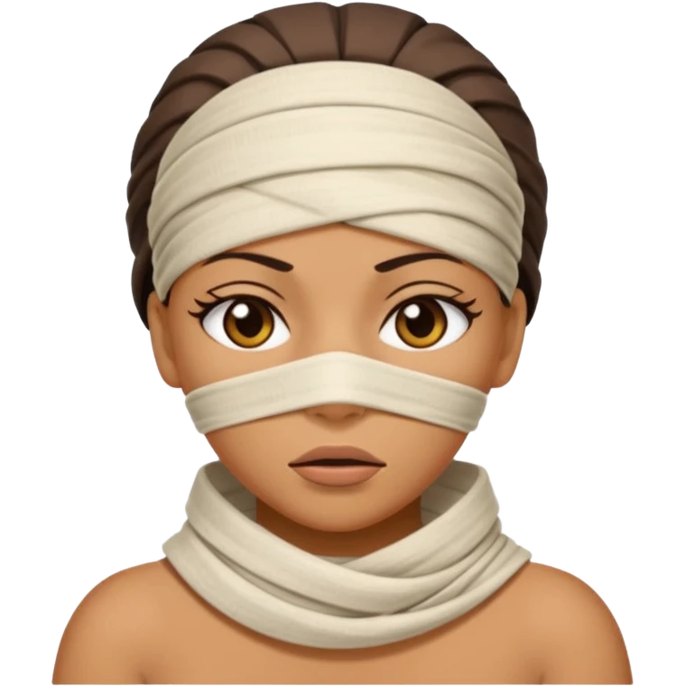 The mummy girl with her mouth closed emoji