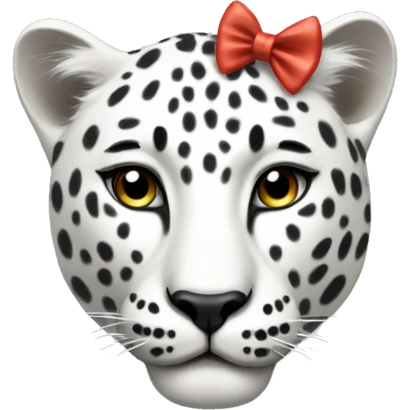White leopard fancy with bow on the head emoji