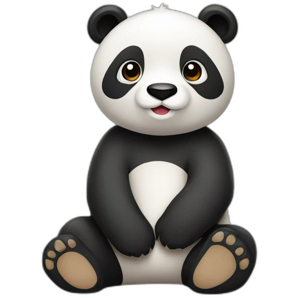 Panda tierno sentado jugando emoji