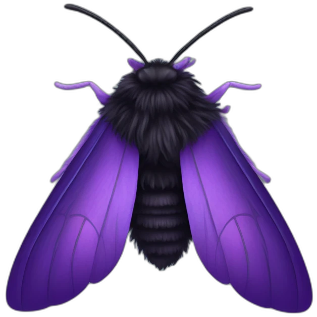 Black and purple fluffy moth emoji