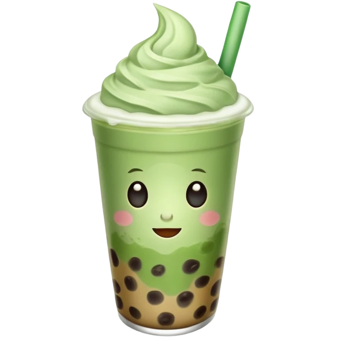 matcha latte with boba and ice without sticks and add a lil coffee  emoji