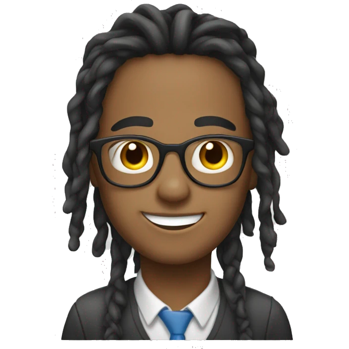 create an emoji that looks like a 15 year old boy from venezuela with medium locs and eyeglasses emoji